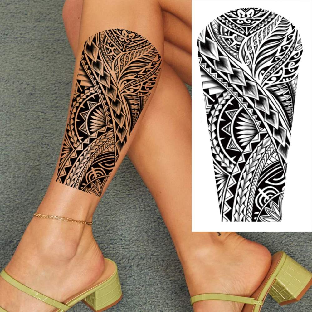 8 Sheets maori Temporary Tattoos For Women Men Adults Hands Finger Foot Neck Clavicle Shank Arm Body Art Makeup, Semi Permanent Temp Fake Tattoo Stickers Waterproof Long Lasting Realistic Tatoos For Festival Party Accessory