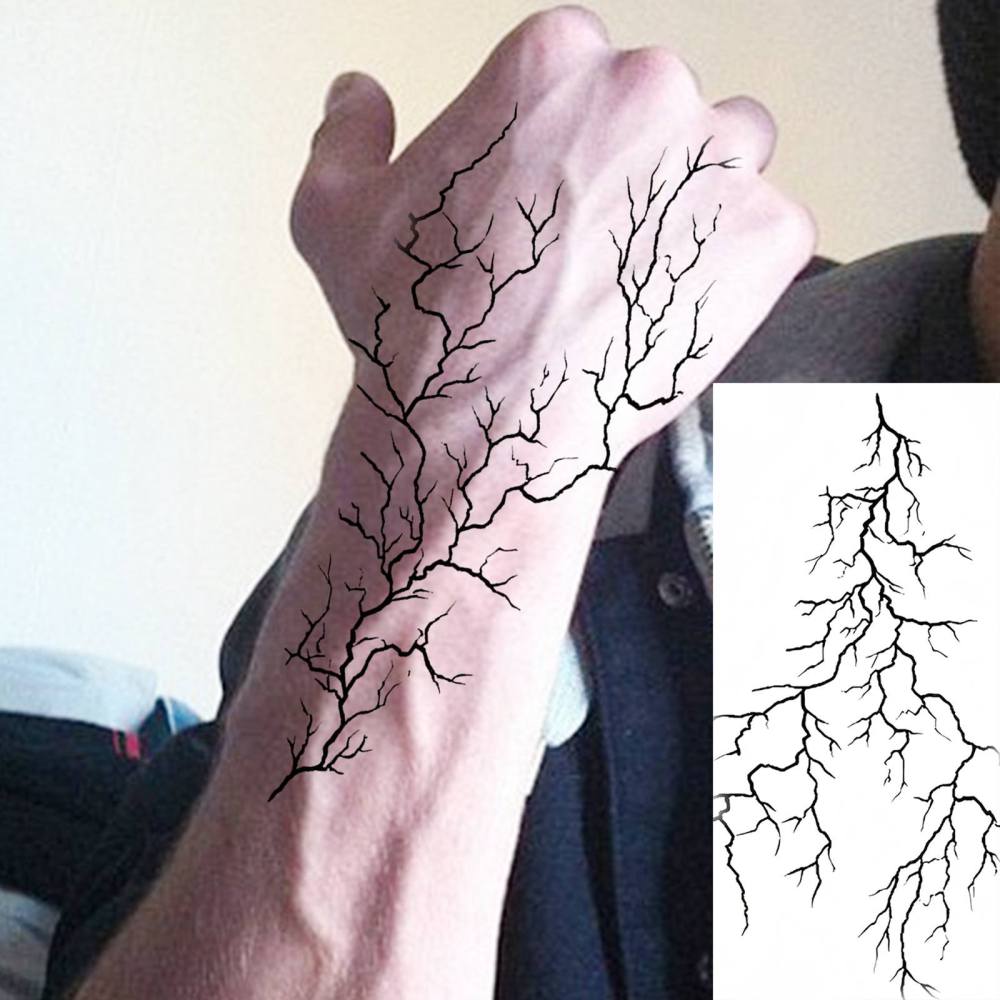 1 Sheet Blood vessels lightning Temporary Tattoos For Women Men Adults Hands Finger Foot Neck Clavicle Legs Forearm Shank Arm Body Art Makeup, Semi Permanent Temp Fake Tattoo Stickers Waterproof Long Lasting Realistic Tatoos For Festival Party Accessory