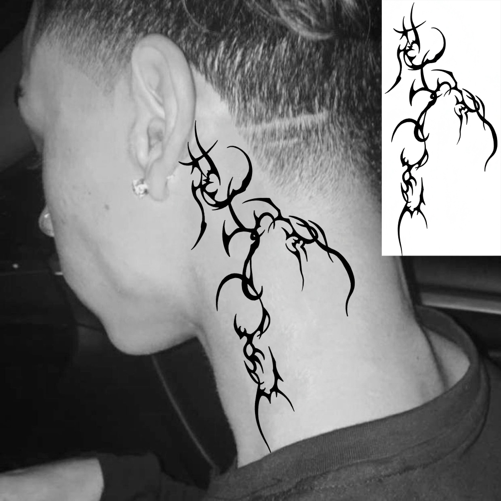 1 Sheet Tribal Temporary Tattoos For Women Men Adults Hands Finger Foot Neck Clavicle Legs Forearm Shank Arm Body Art Makeup, Semi Permanent Temp Fake Tattoo Stickers Waterproof Long Lasting Realistic Tatoos For Festival Party Accessory