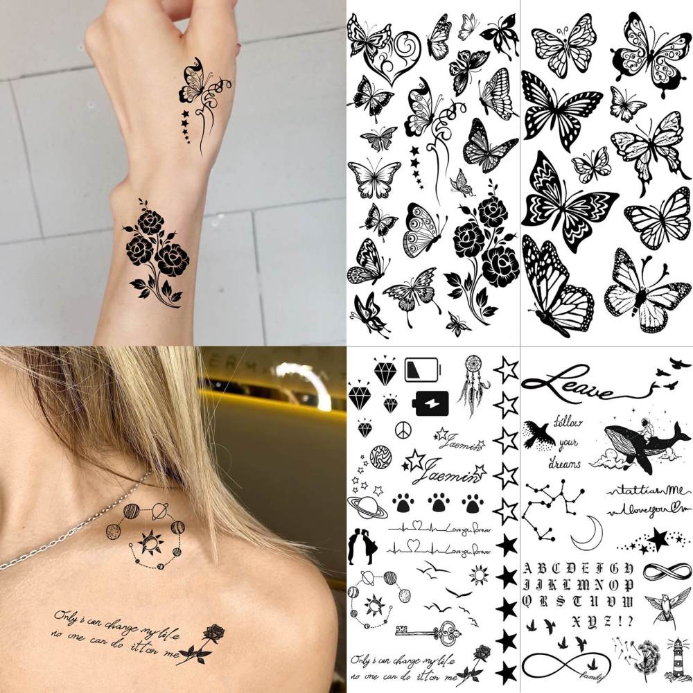 15 Sheets Y2k Temporary Tattoos For Women Men Adults Hands Finger Foot Neck Clavicle Legs Thigh Forearm Shank Arm Body Art Makeup, Semi Permanent Temp Fake Tattoo Stickers Waterproof Long Lasting Realistic Tatoos For Festival Party Accessory