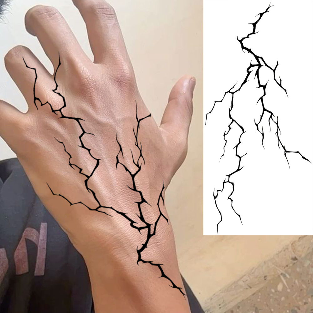 1 Sheet Blood vessels lightning Temporary Tattoos For Women Men Adults Hands Finger Foot Neck Clavicle Legs Forearm Shank Arm Body Art Makeup, Semi Permanent Temp Fake Tattoo Stickers Waterproof Long Lasting Realistic Tatoos For Festival Party Accessory