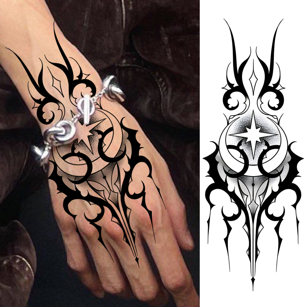 1 Sheet Arrow Totem Temporary Tattoos For Women Men Adults Hands Finger Foot Neck Clavicle Legs Forearm Shank Arm Body Art Makeup, Semi Permanent Temp Fake Tattoo Stickers Waterproof Long Lasting Realistic Tatoos For Festival Party Accessory