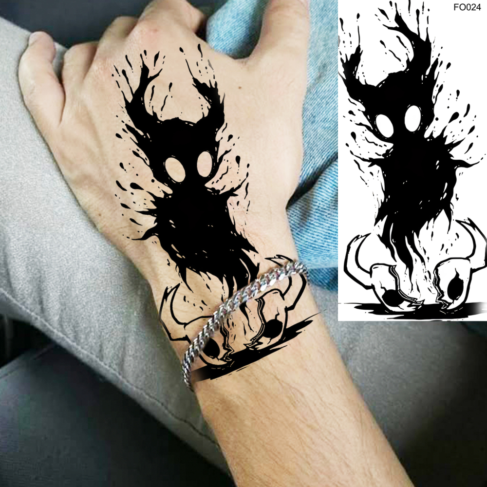 1 Sheet Ghost Temporary Tattoos For Women Men Adults Hands Finger Foot Neck Clavicle Legs Forearm Shank Arm Body Art Makeup, Semi Permanent Temp Fake Tattoo Stickers Waterproof Long Lasting Realistic Tatoos For Festival Party Accessory