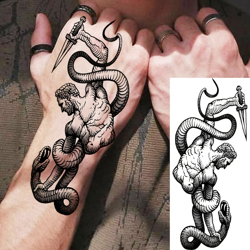 1 Sheet Zeus Temporary Tattoos For Women Men Adults Hands Finger Foot Neck Clavicle Legs Forearm Shank Arm Body Art Makeup, Semi Permanent Temp Fake Tattoo Stickers Waterproof Long Lasting Realistic Tatoos For Festival Party Accessory