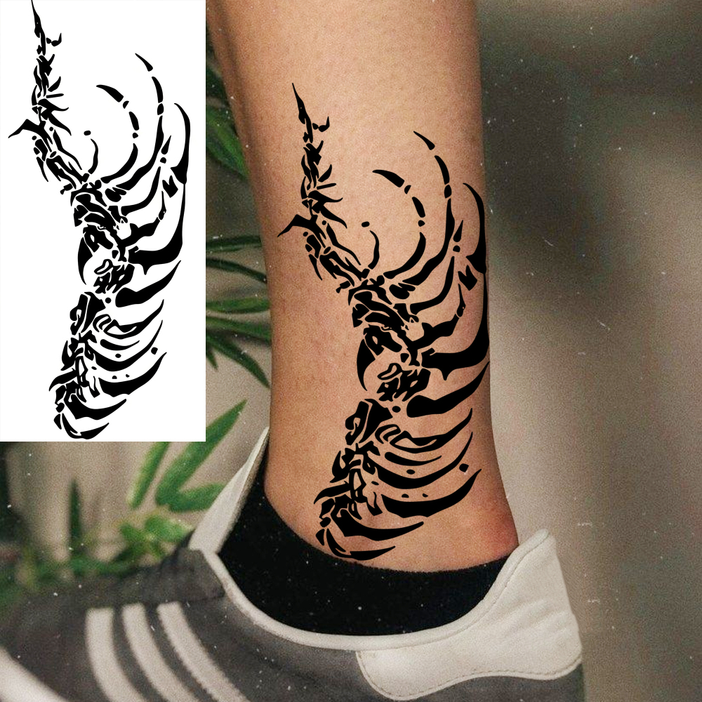 1 Sheet bone Temporary Tattoos For Women Men Adults Hands Finger Foot Neck Clavicle Legs Forearm Shank Arm Body Art Makeup, Semi Permanent Temp Fake Tattoo Stickers Waterproof Long Lasting Realistic Tatoos For Festival Party Accessory