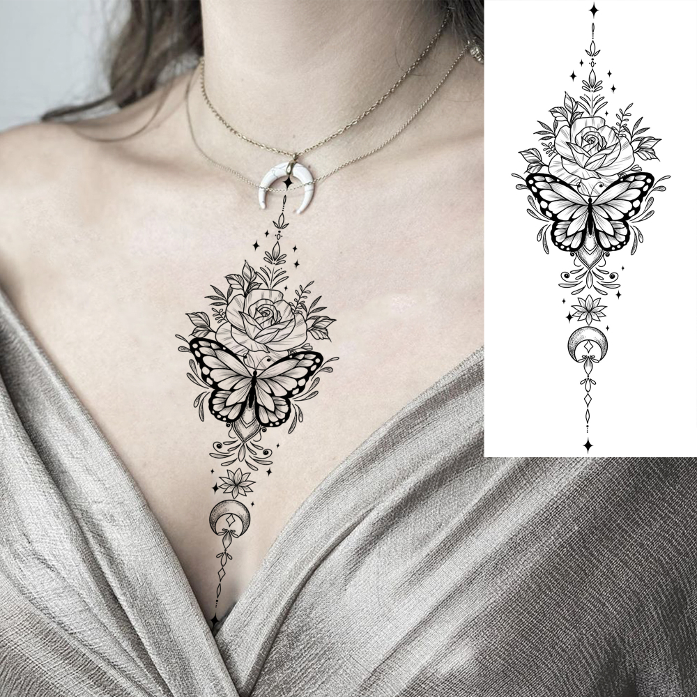 1 Sheet Lotus Flower Temporary Tattoos For Women Men Adults Hands Finger Foot Neck Clavicle Legs Forearm Shank Arm Body Art Makeup, Semi Permanent Temp Fake Tattoo Stickers Waterproof Long Lasting Realistic Tatoos For Festival Party Accessory