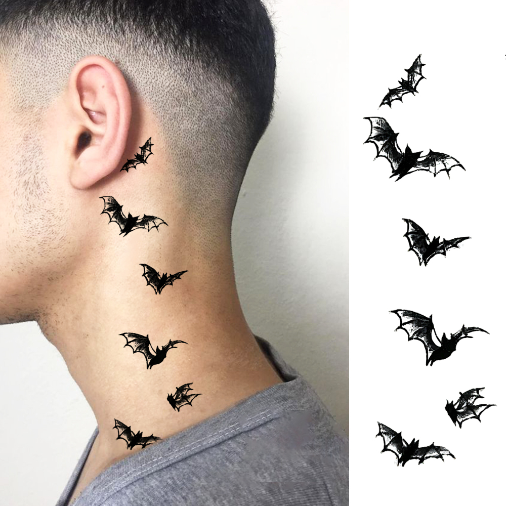 1 Sheet Bat Temporary Tattoos For Women Men Adults Hands Finger Foot Neck Clavicle Legs Forearm Shank Arm Body Art Makeup, Semi Permanent Temp Fake Tattoo Stickers Waterproof Long Lasting Realistic Tatoos For Festival Party Accessory