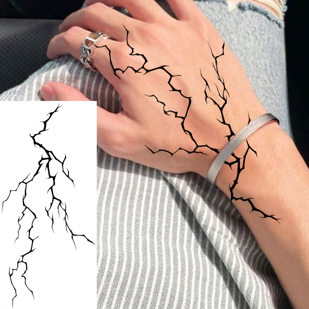 1 Sheet Blood vessels lightning Temporary Tattoos For Women Men Adults Hands Finger Foot Neck Clavicle Legs Forearm Shank Arm Body Art Makeup, Semi Permanent Temp Fake Tattoo Stickers Waterproof Long Lasting Realistic Tatoos For Festival Party Accessory