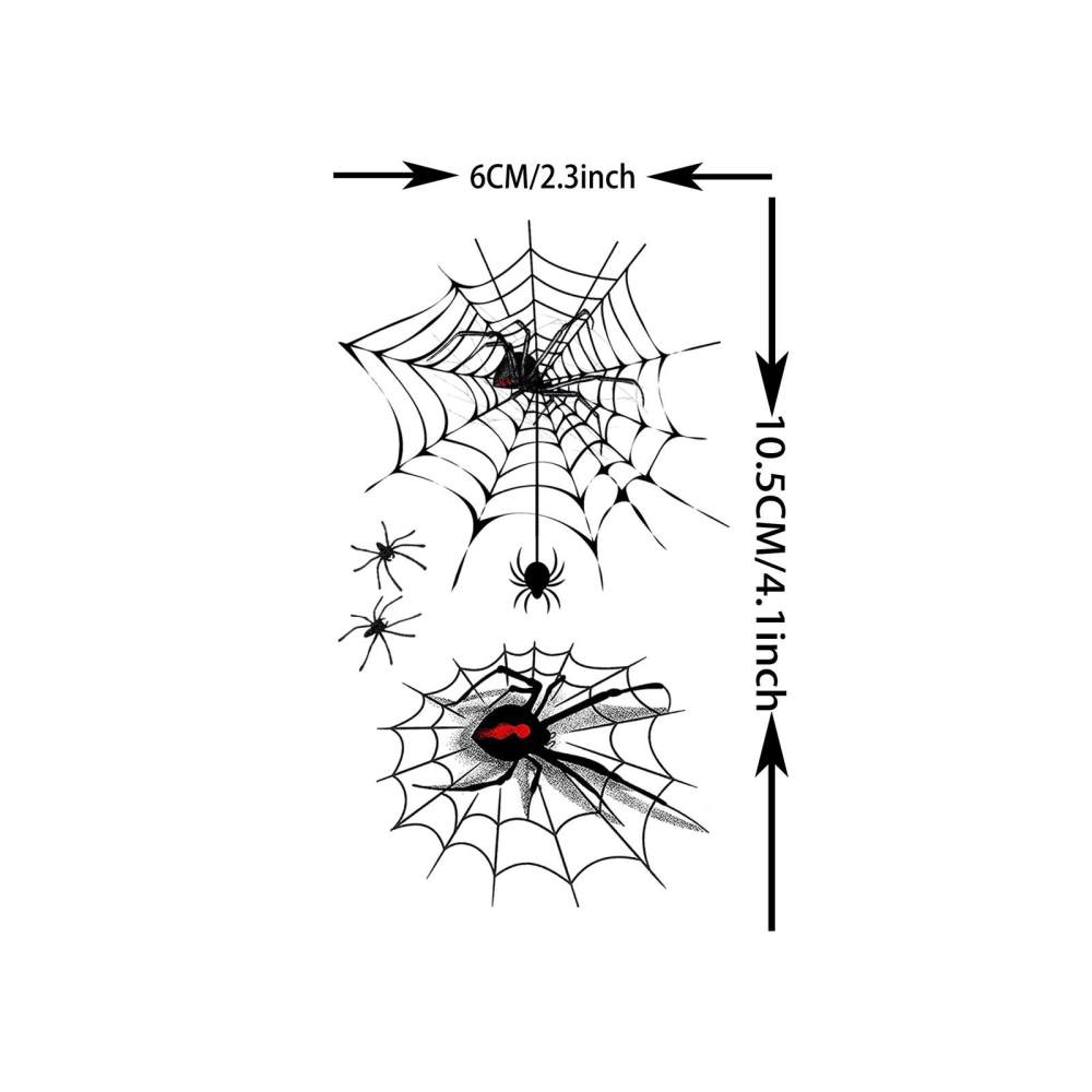 15 Sheets Spider Temporary Tattoos For Women Men Adults Hands Finger Foot Neck Clavicle Legs Thigh Forearm Shank Arm Body Art Makeup, Semi Permanent Temp Fake Tattoo Stickers Waterproof Long Lasting Realistic Tatoos For Festival Party Accessory