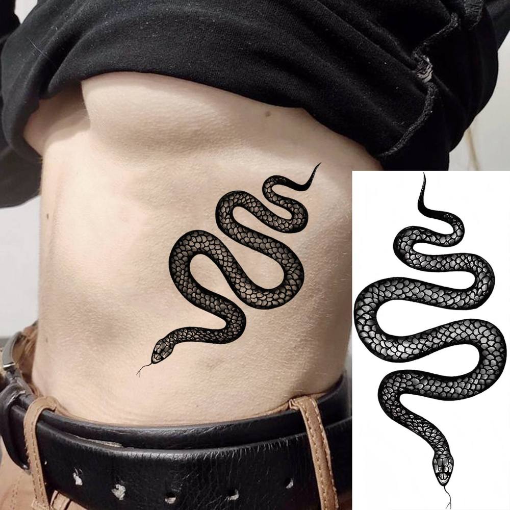 1 Sheet Snake Temporary Tattoos For Women Men Adults Hands Finger Foot Neck Clavicle Legs Forearm Shank Arm Body Art Makeup, Semi Permanent Temp Fake Tattoo Stickers Waterproof Long Lasting Realistic Tatoos For Festival Party Accessory
