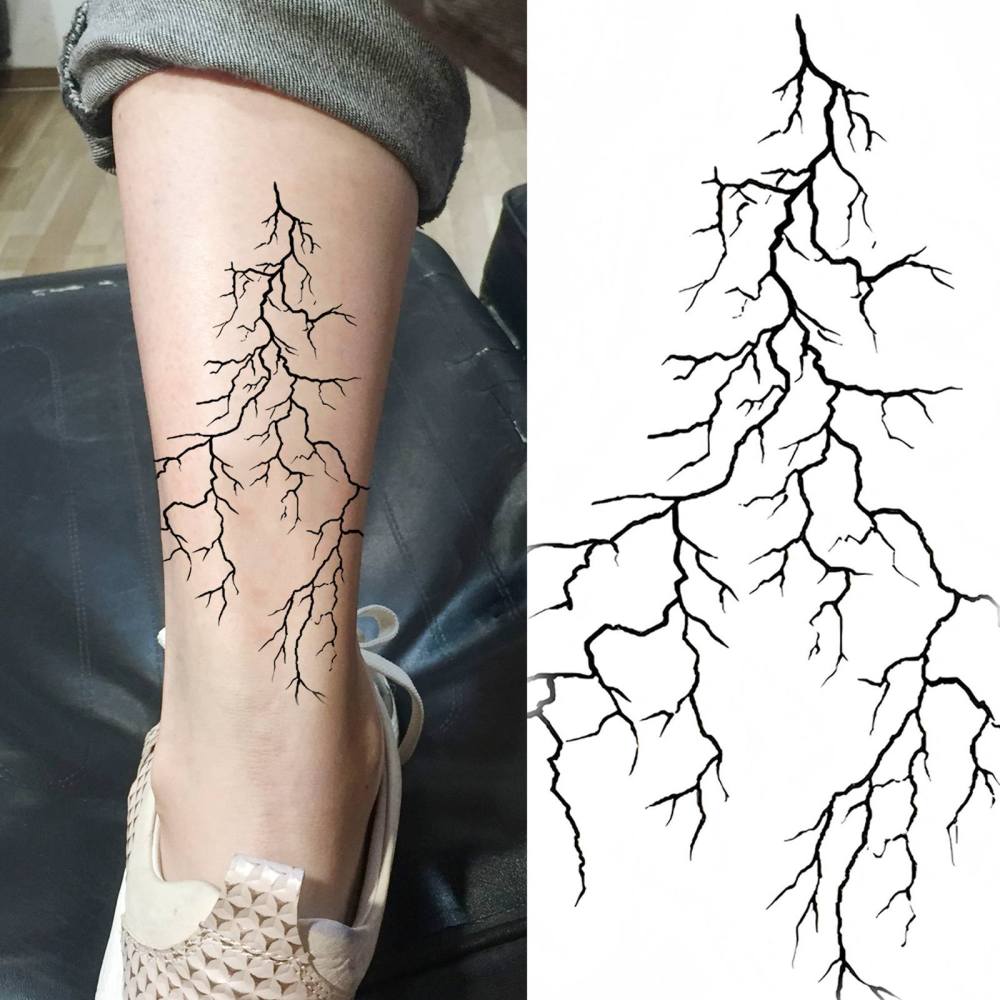 1 Sheet Blood vessels lightning Temporary Tattoos For Women Men Adults Hands Finger Foot Neck Clavicle Legs Forearm Shank Arm Body Art Makeup, Semi Permanent Temp Fake Tattoo Stickers Waterproof Long Lasting Realistic Tatoos For Festival Party Accessory