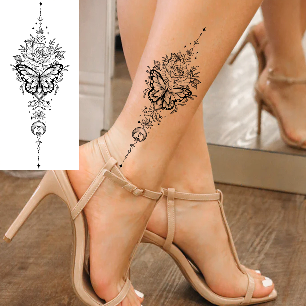 1 Sheet Lotus Flower Temporary Tattoos For Women Men Adults Hands Finger Foot Neck Clavicle Legs Forearm Shank Arm Body Art Makeup, Semi Permanent Temp Fake Tattoo Stickers Waterproof Long Lasting Realistic Tatoos For Festival Party Accessory