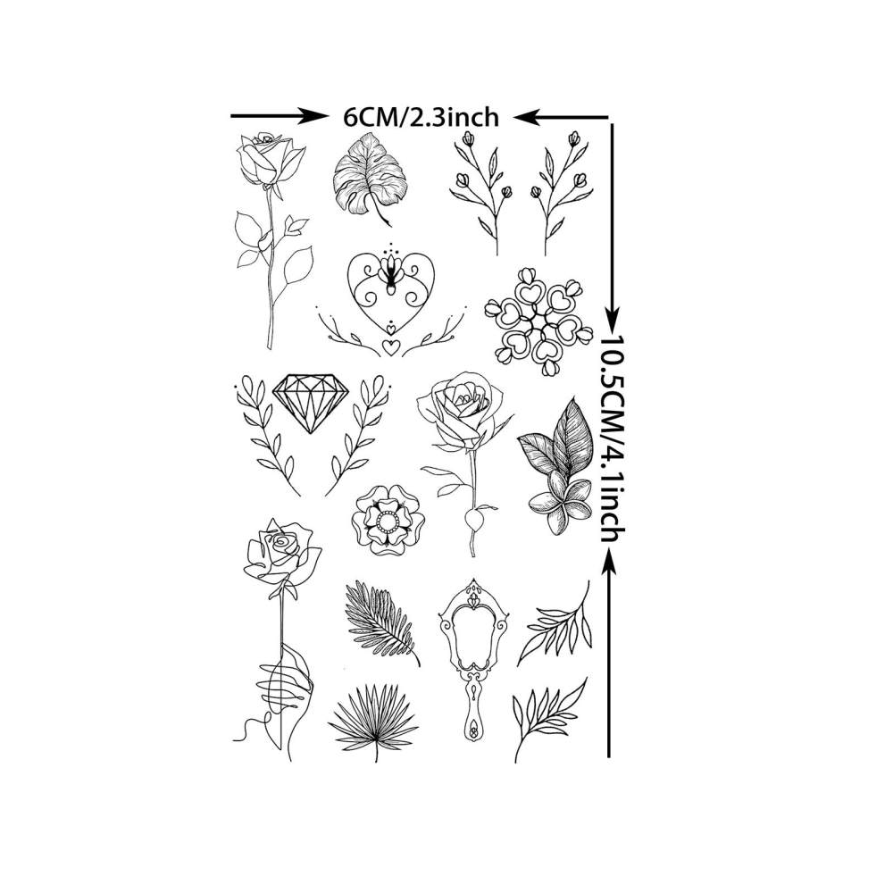 15 Sheets Y2k Temporary Tattoos For Women Men Adults Hands Finger Foot Neck Clavicle Legs Thigh Forearm Shank Arm Body Art Makeup, Semi Permanent Temp Fake Tattoo Stickers Waterproof Long Lasting Realistic Tatoos For Festival Party Accessory