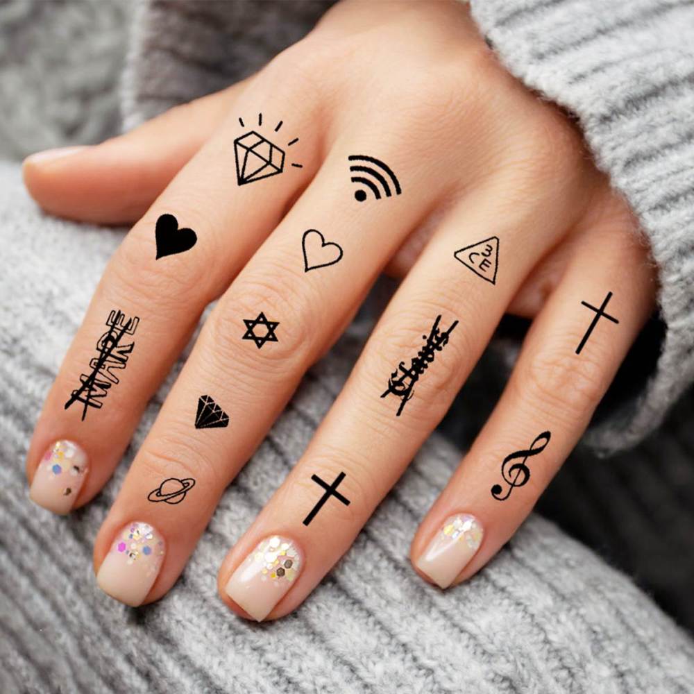 15 Sheets Small Y2K Temporary Tattoos For Women Men Adults Kids Hands Finger Foot Neck Clavicle Shank Arm Body Art Makeup, Semi Permanent Temp Fake Tattoo Stickers Waterproof Long Lasting Realistic Tatoos For Festival Party Accessory