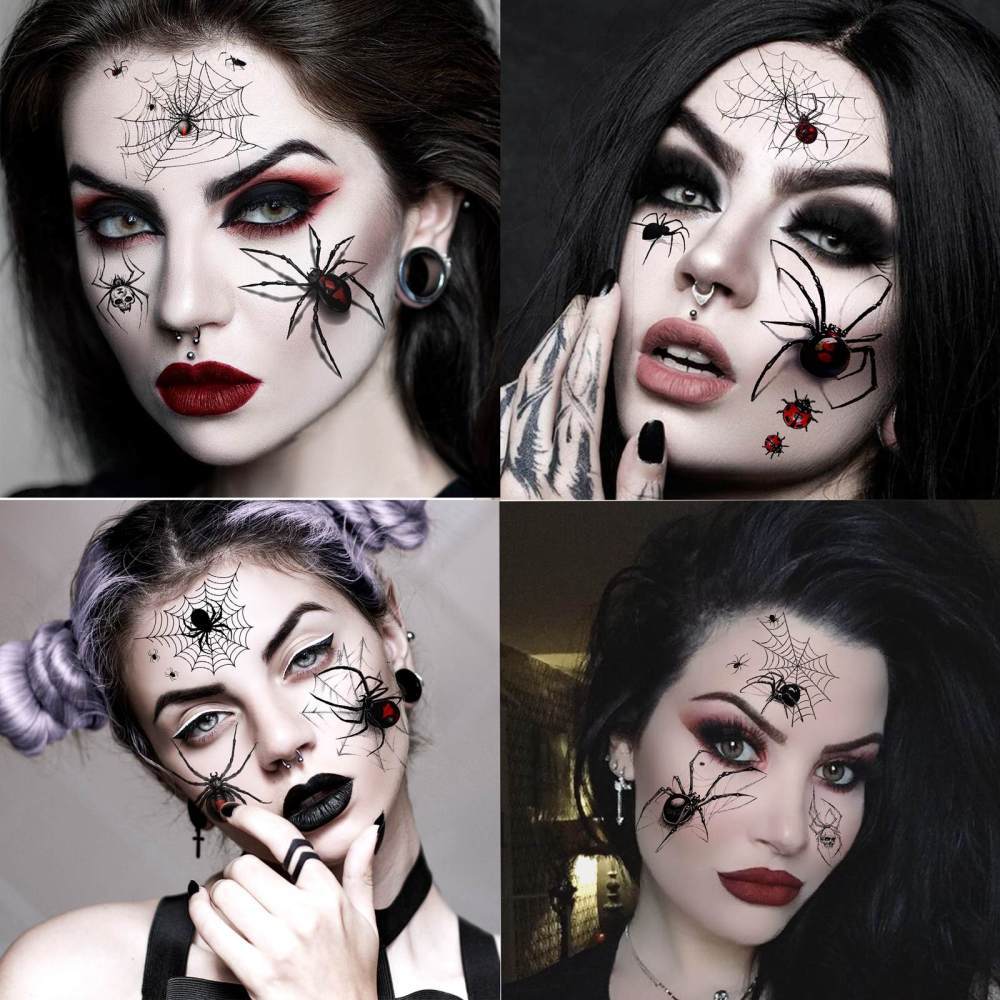 15 Sheets Spider Temporary Tattoos For Women Men Adults Hands Finger Foot Neck Clavicle Legs Thigh Forearm Shank Arm Body Art Makeup, Semi Permanent Temp Fake Tattoo Stickers Waterproof Long Lasting Realistic Tatoos For Festival Party Accessory