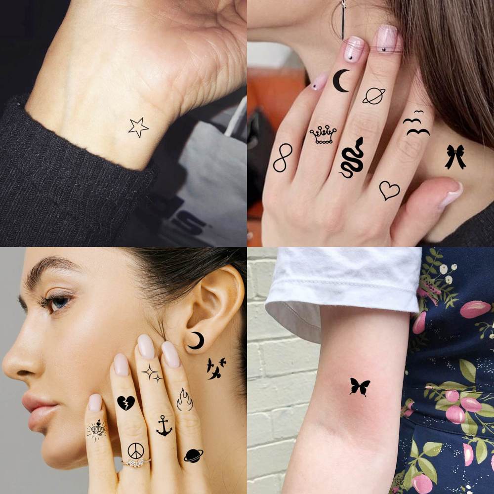 15 Sheets Cute Y2K Temporary Tattoos For Women Men Adults Hands Finger Foot Neck Clavicle Shank Arm Body Art Makeup, Semi Permanent Temp Fake Tattoo Stickers Waterproof Long Lasting Realistic Tatoos For Festival Party Accessory