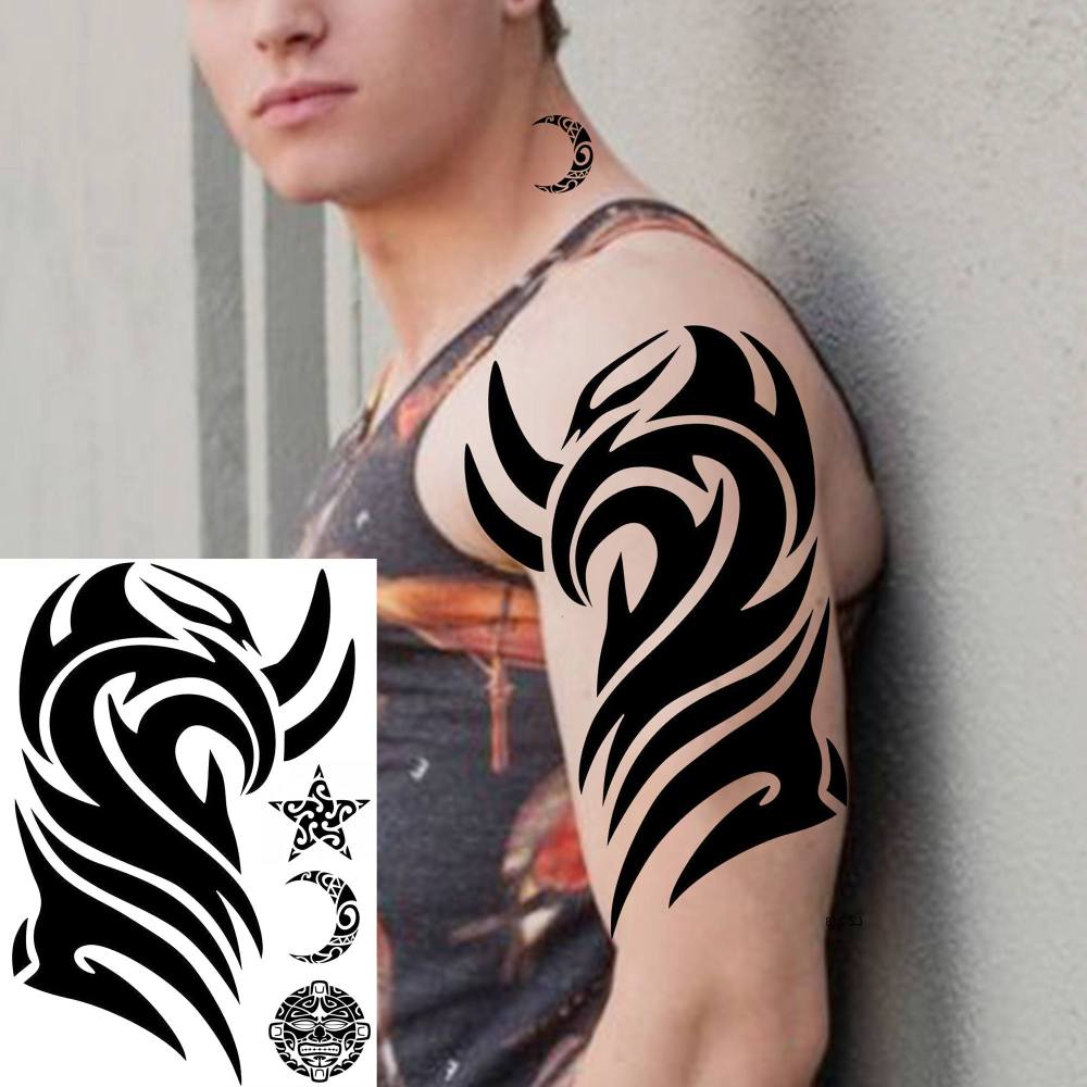 6 Sheets Maori Temporary Tattoos For Women Men Adults Kids Hands Finger Foot Neck Clavicle Shank Arm Body Art Makeup, Semi Permanent Temp Fake Tattoo Stickers Waterproof Long Lasting Realistic Tatoos For Festival Party Accessory