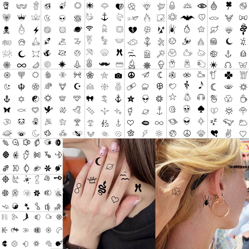 15 Sheets Cute Y2K Temporary Tattoos For Women Men Adults Hands Finger Foot Neck Clavicle Shank Arm Body Art Makeup, Semi Permanent Temp Fake Tattoo Stickers Waterproof Long Lasting Realistic Tatoos For Festival Party Accessory