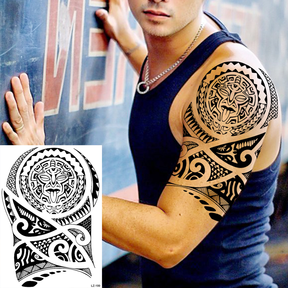 6 Sheets Maori Temporary Tattoos For Women Men Adults Kids Hands Finger Foot Neck Clavicle Shank Arm Body Art Makeup, Semi Permanent Temp Fake Tattoo Stickers Waterproof Long Lasting Realistic Tatoos For Festival Party Accessory