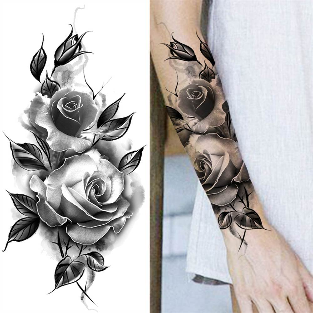 8 Sheets Flower Florals Temporary Tattoos For Women Men Adults Hands Finger Foot Neck Clavicle Shank Arm Body Art Makeup, Semi Permanent Temp Fake Tattoo Stickers Waterproof Long Lasting Realistic Tatoos For Festival Party Accessory