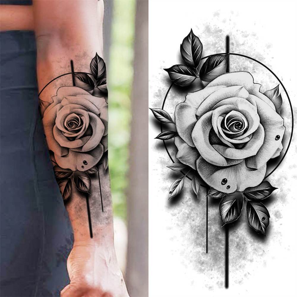 8 Sheets Tiger Flower Florals Temporary Tattoos For Women Men Adults Hands Finger Foot Neck Clavicle Shank Arm Body Art Makeup, Semi Permanent Temp Fake Tattoo Stickers Waterproof Long Lasting Realistic Tatoos For Festival Party Accessory
