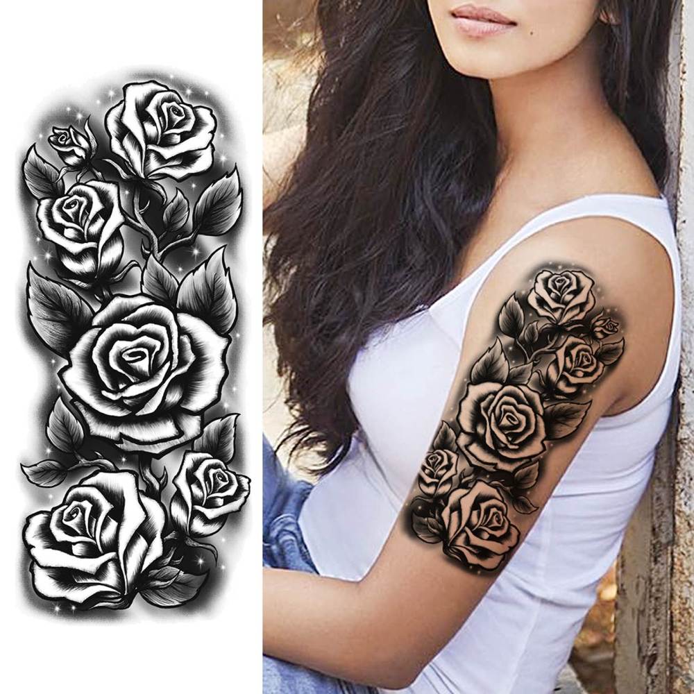 8 Sheets Tiger Flower Florals Temporary Tattoos For Women Men Adults Hands Finger Foot Neck Clavicle Shank Arm Body Art Makeup, Semi Permanent Temp Fake Tattoo Stickers Waterproof Long Lasting Realistic Tatoos For Festival Party Accessory