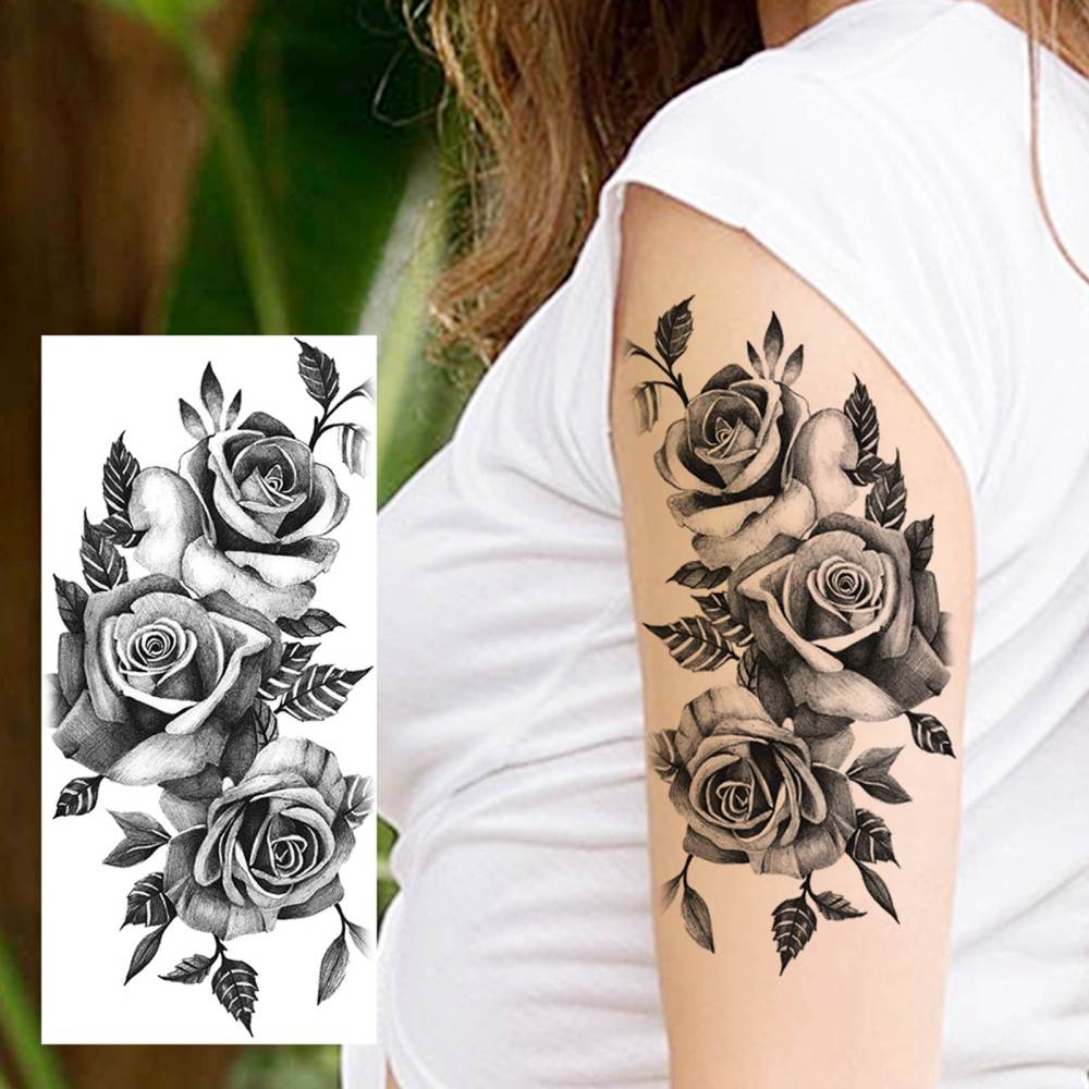 8 Sheets Tiger Flower Florals Temporary Tattoos For Women Men Adults Hands Finger Foot Neck Clavicle Shank Arm Body Art Makeup, Semi Permanent Temp Fake Tattoo Stickers Waterproof Long Lasting Realistic Tatoos For Festival Party Accessory