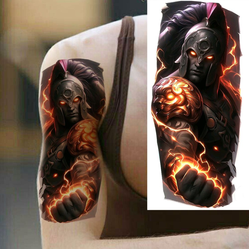 8 Sheets Lion Tiger Ship Temporary Tattoos For Women Men Adults Hands Finger Foot Neck Clavicle Shank Arm Body Art Makeup, Semi Permanent Temp Fake Tattoo Stickers Waterproof Long Lasting Realistic Tatoos For Festival Party Accessory