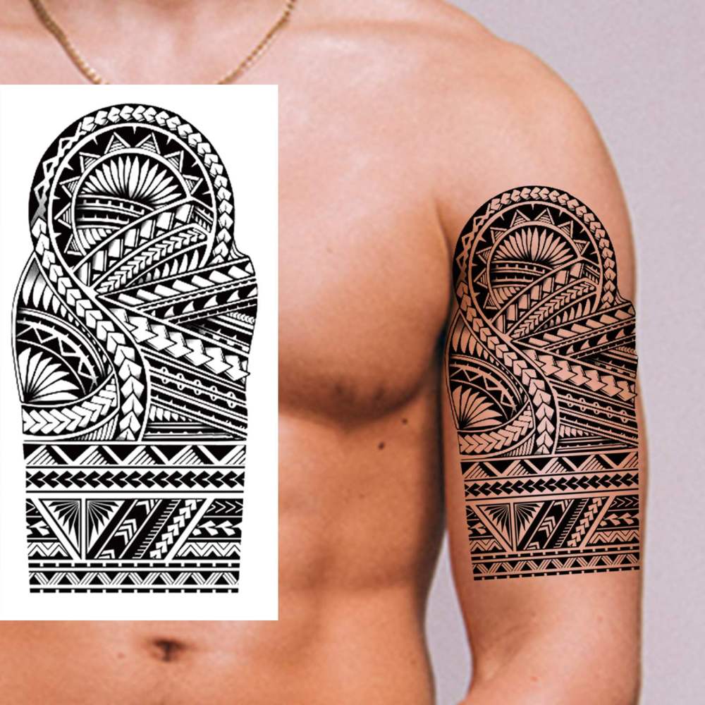 8 Sheets maori Temporary Tattoos For Women Men Adults Hands Finger Foot Neck Clavicle Shank Arm Body Art Makeup, Semi Permanent Temp Fake Tattoo Stickers Waterproof Long Lasting Realistic Tatoos For Festival Party Accessory