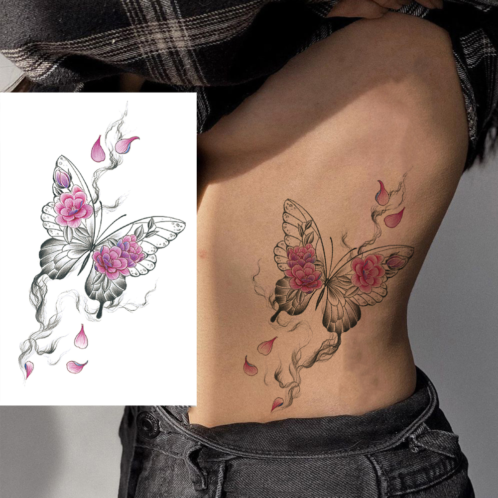 6 Sheets Butterfly Temporary Tattoos For Women Men Adults Hands Finger Foot Neck Clavicle Shank Arm Body Art Makeup, Semi Permanent Temp Fake Tattoo Stickers Waterproof Long Lasting Realistic Tatoos For Festival Party Accessory