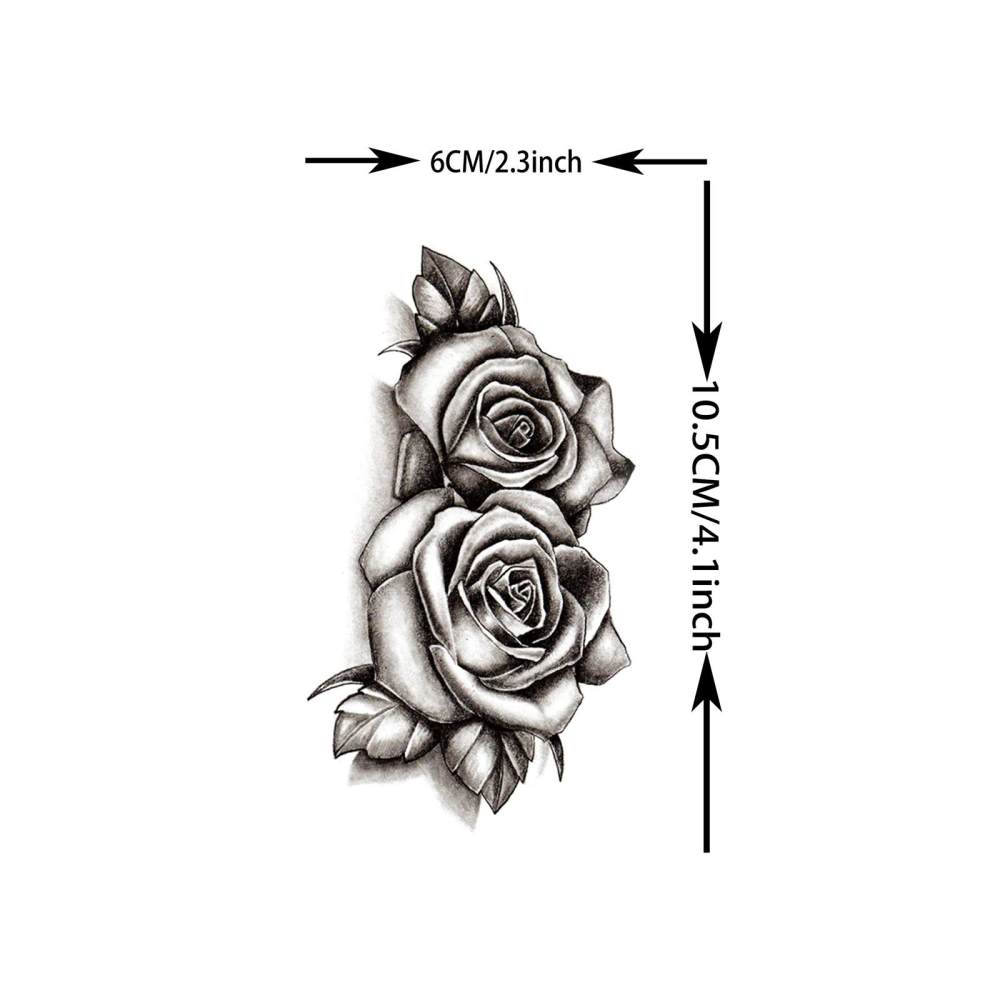 15 Sheets Cute Flower Temporary Tattoos For Women Men Adults Hands Finger Foot Neck Clavicle Legs Thigh Forearm Shank Arm Body Art Makeup, Semi Permanent Temp Fake Tattoo Stickers Waterproof Long Lasting Realistic Tatoos For Festival Party Accessory