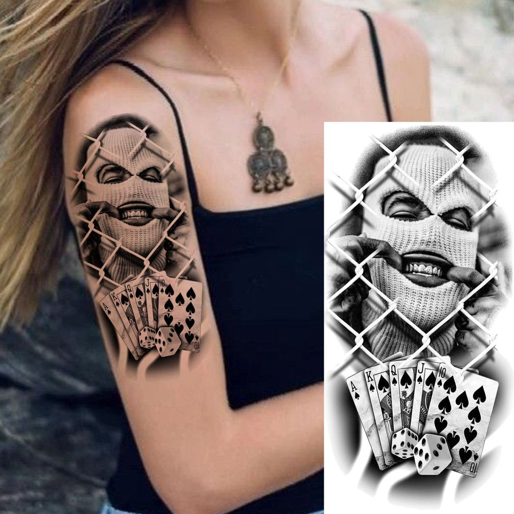 8 Sheets Chicano Temporary Tattoos For Women Men Adults Hands Finger Foot Neck Clavicle Shank Arm Body Art Makeup, Semi Permanent Fake Tattoo Stickers Waterproof Long Lasting Realistic Tatoos