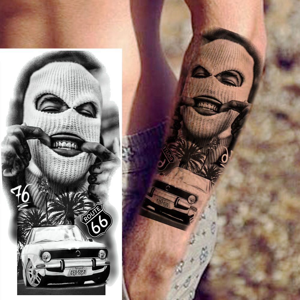 8 Sheets Chicano Temporary Tattoos For Women Men Adults Hands Finger Foot Neck Clavicle Shank Arm Body Art Makeup, Semi Permanent Fake Tattoo Stickers Waterproof Long Lasting Realistic Tatoos