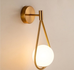 Modern  Metal Brass E27 Single Globe Indoor Lighting Hotel Interior Bedroom LED Wall Lamp