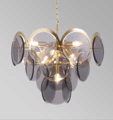 Modern Luxury Pendant Light Home Hotel Decor Ceiling Lamp Smoke Amber Brass Glass Chandelier for Living Room