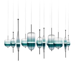 Nordic Luxury Restaurant Bar Hotel Livingroom Pendant Light Dining Modern Blue Glass LED Chandelier