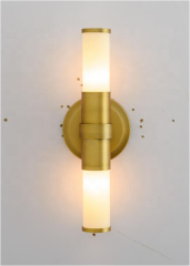 Modern Art Deco Glass Tube Lampshade Double Lighting Heads Wall Lamp for Bedroom
