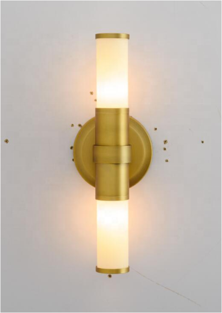 Modern Art Deco Glass Tube Lampshade Double Lighting Heads Wall Lamp for Bedroom