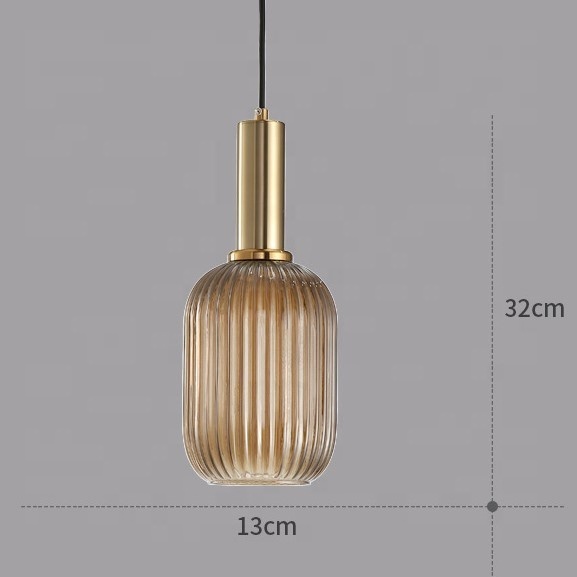 Hotel Lobby Bedroom Wholesales Modern Nordic Indoor Decoration Copper Glass Brass LED Chandelier Pendant Light