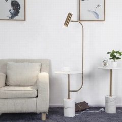 Nordic Office Luxury Designer Arc Stand Gold Corner Reading Led Floor Lamp with Marble Coffee Table