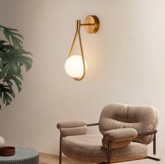 Modern  Metal Brass E27 Single Globe Indoor Lighting Hotel Interior Bedroom LED Wall Lamp