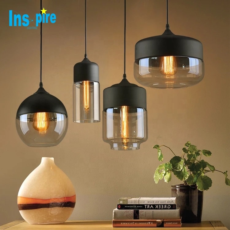 Modern Home Industrial Style Luxury Hotel Restaurant Bedroom Indoor Lamp Black Transparent Glass Chandelier Pendant Light