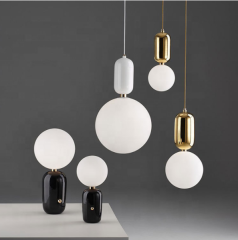Hotel Farmhouse Ceiling Modern White Creative Glass Ball Bulb Shape Chandelier Pendant Light for Living Room Kitchen Island