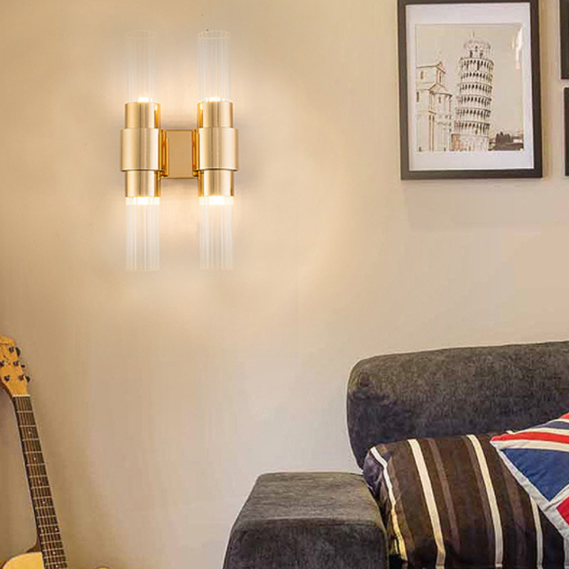 Chromed Glass Wall Lamp Modern Gold Wall Lamp for Hotel Decoration