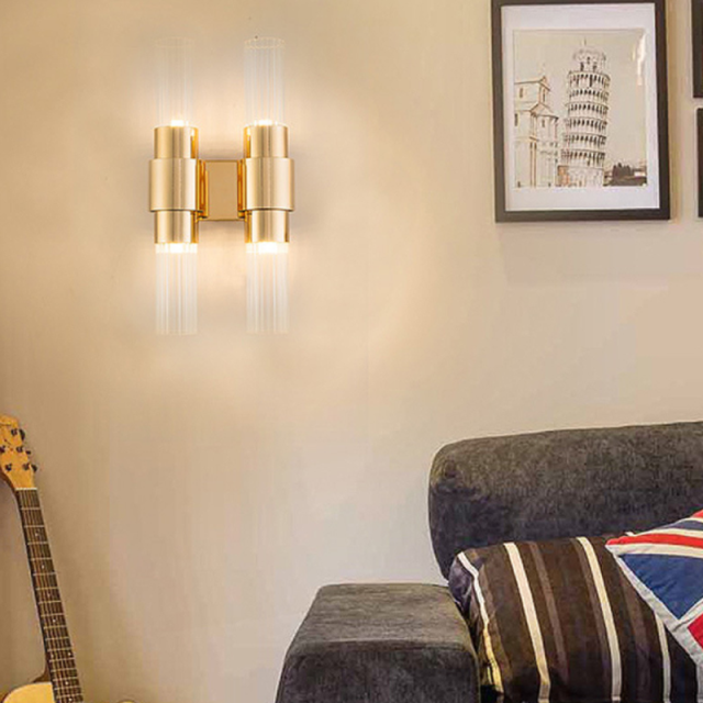 Chromed Glass Wall Lamp Modern Gold Wall Lamp for Hotel Decoration