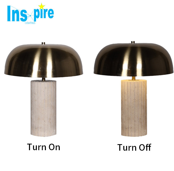 Nordic Retro Mushroom Table Lamp Led Metal Travertine Hotel Bedside Lamp Home Decor Lighting Table Lamp