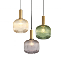 Hotel Lobby Bedroom Wholesales Modern Nordic Indoor Decoration Copper Glass Brass LED Chandelier Pendant Light