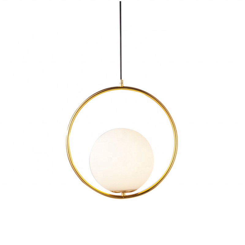 Modern Staircase White Glass Hanging Lamp Bedside Retro Ceiling Decorative Round Pendant Light
