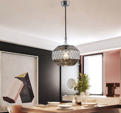 Modern Creative Ceiling Lamp Elegant Glass Metal Gold Round Pendant Light for Hotel Living Room Bedroom
