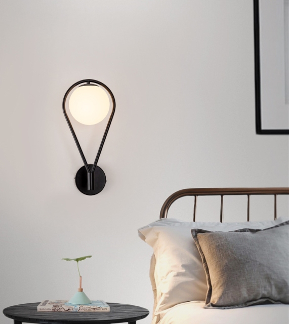 Modern  Metal Brass E27 Single Globe Indoor Lighting Hotel Interior Bedroom LED Wall Lamp